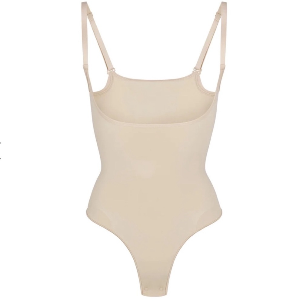 SKIMS Cream Shapewear Bodysuit with Spaghetti Straps